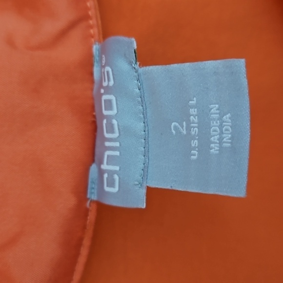 Chico's Knit And Woven Trapeze Top Tangerine Size Large - Picture 4 of 6